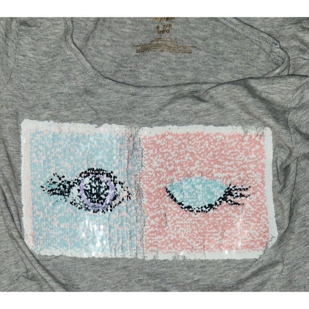 Total Girl Tshirt Size Sm 7/8 Regular Flip‎ Sequins Eyes
